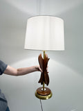 Mid Century Sculpted Wooden Lamp