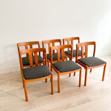 Set of 6 Uldum Teak Dining chairs w/ Rosewood Inlay