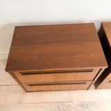 Pair Mid Century Plinth Base Nightstands