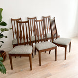 Set of 6 Mid Century Walnut Dining Chairs - New Upholstery