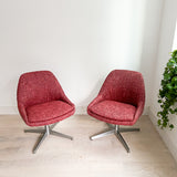 Pair of Occasional Chairs - New Red Tweed Upholstery
