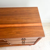 Mid Century Walnut 9 Drawer Low Dresser