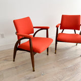 Pair of Reclining Occasional Chairs - Orange/Red