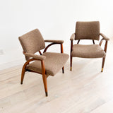Pair of Reclining Occasional Chairs - Brown/Mauve
