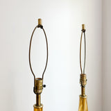 Pair Murano Glass Table Lamps in Amber-Yellow and White