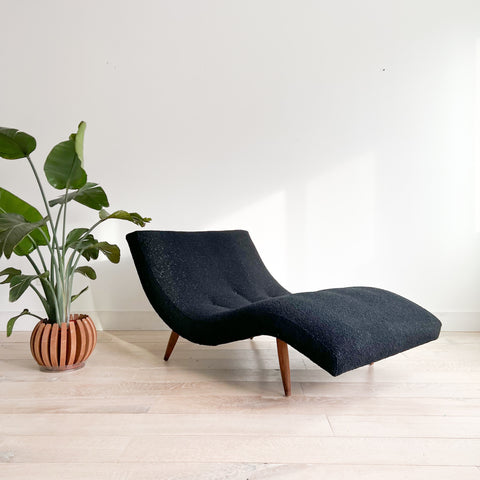 Mid Century Wave Chaise - New Black Upholstery