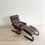 Leather Recliner + Ottoman - made in Japan