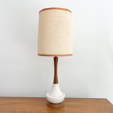 Vintage Sculpted Wood and Ceramic Lamp