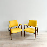 Pair of Reclining Occasional Chairs - Yellow