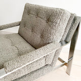 Pair of Cy Mann Lounge Chairs - New Shearling Upholstery