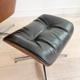 Plycraft Lounge Chair and Ottoman w/ Black Leather