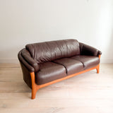 Vintage Leather Sofa w/ Teak Legs