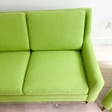 Mid Century Sofa + Chair - New Bright Green Upholstery