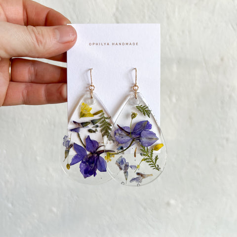 Floral Epoxy Earrings -Large