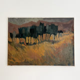 Vintage Painting - Abstract Horses