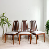 Set of 6 Cane Back Broyhill Dining Chairs - New Upholstery