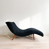 Mid Century Wave Chaise - New Black Upholstery