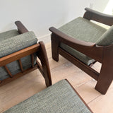 Pair of Mid Century Lounge Chairs w/ Ottoman