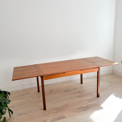 Danish Teak Expandable Dining Table w Rosewood Legs