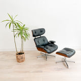 Plycraft Lounge Chair and Ottoman w/ Black Leather