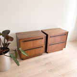 Pair Mid Century Plinth Base Nightstands