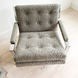 Pair of Cy Mann Lounge Chairs - New Shearling Upholstery