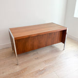 Mid Century Walnut + Chrome Desk