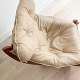 Modern Luna Chair + Ottoman - Beige Leather