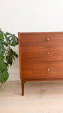 Mid Century Walnut Low 6 Drawer Dresser