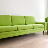 Mid Century Sofa + Chair - New Bright Green Upholstery