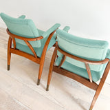 Pair of Reclining Occasional Chairs - Mint Green