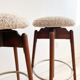 Set of 3 Mid Century Walnut Bar Stools