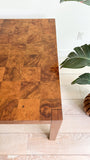 Mid Century Burlwood Parsons Dining Table w/ 1 Leaf
