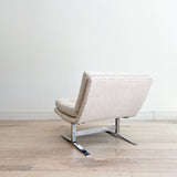 Mid Century Tufted Lounge Chair w/ Chrome Base