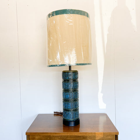 Green and Blue Mid Century Plaster Lamp