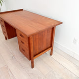 Large Danish Teak Desk w/ Finished Back