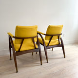 Pair of Reclining Occasional Chairs - Yellow