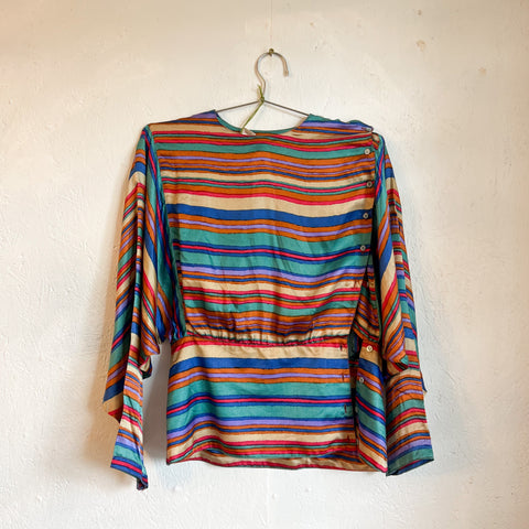 '80s Striped Silk Blouse