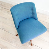 Swivel Lounge Chair w/ New Blue Upholstery