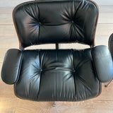 Plycraft Lounge Chair and Ottoman - Black Leather