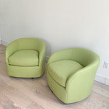 Pair of Vintage Swivel Lounge Chairs - New Upholstery