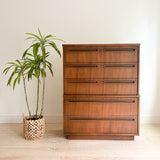 Mid Century Plinth Base Highboy Dresser