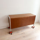 Mid Century Walnut + Chrome Credenza