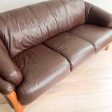 Vintage Leather Sofa w/ Teak Legs