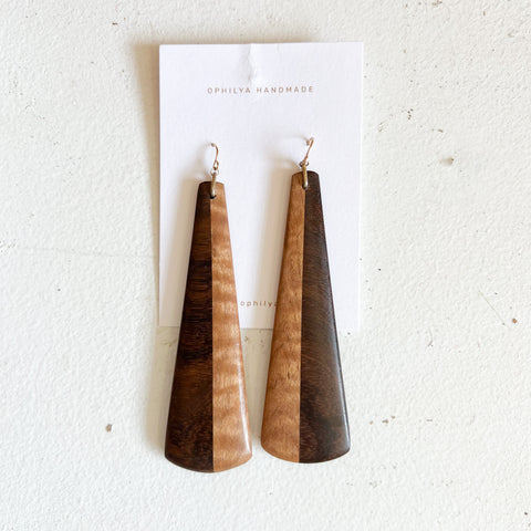 Segmented Wood Earrings 2 Tone