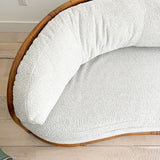 Mid Century Rattan Sofa w/ New Shearling Upholstery
