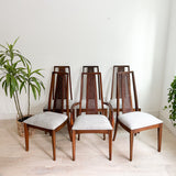 Set of 6 Cane Back Broyhill Dining Chairs - New Upholstery