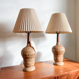 Pair of Brown Mid Century Lamps