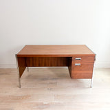 Mid Century Walnut + Chrome Desk