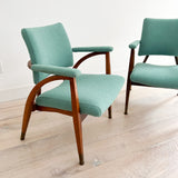 Pair of Reclining Occasional Chairs - Mint Green